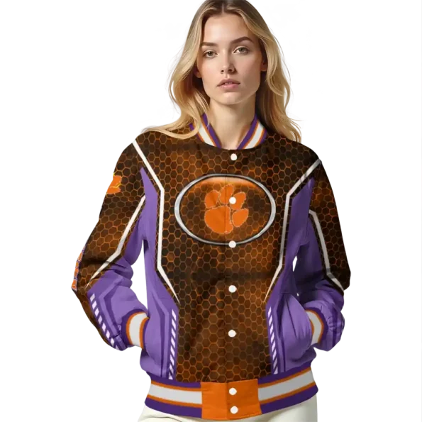 personalized clemson tigers power plate orange varsity jacket latest model.webp
