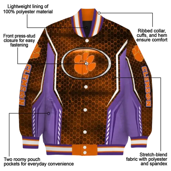 personalized clemson tigers power plate orange varsity jacket new arrival.webp
