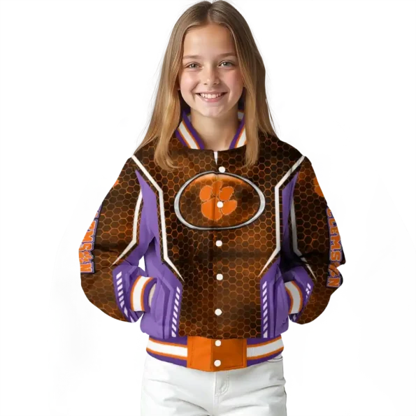 personalized clemson tigers power plate orange varsity jacket top rated.webp