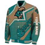 personalized coastal carolina chanticleers star burst green varsity jacket best selling.webp