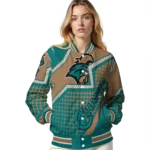 personalized coastal carolina chanticleers star burst green varsity jacket best selling.webp
