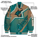 personalized coastal carolina chanticleers star burst green varsity jacket best selling.webp
