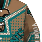 personalized coastal carolina chanticleers star burst green varsity jacket best selling.webp