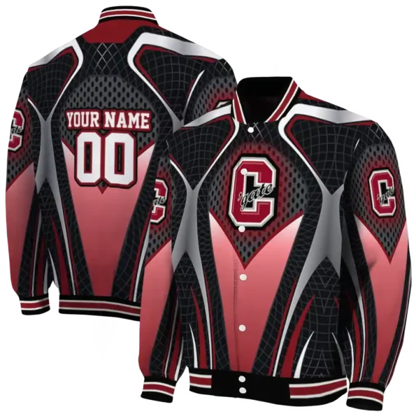 personalized colgate raiders mesh chest gray black varsity jacket fashion forward.webp