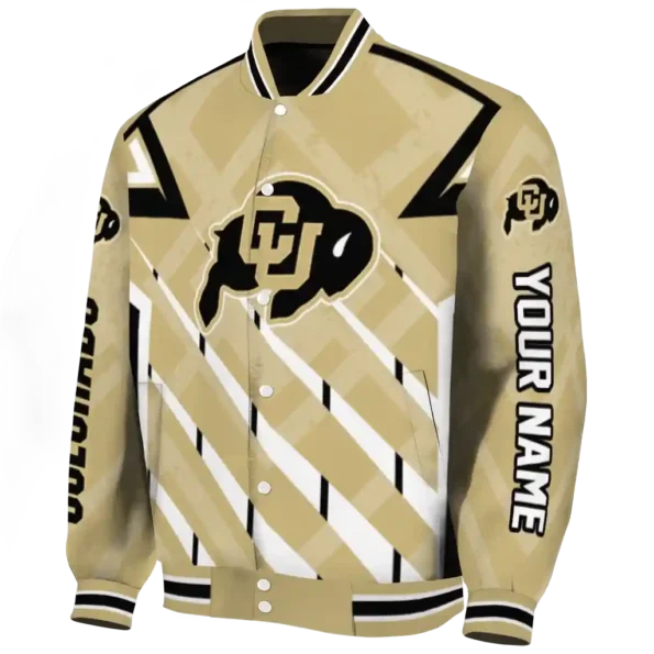 personalized colorado buffaloes chevron angles gold varsity jacket best selling.webp