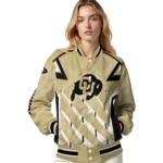 personalized colorado buffaloes chevron angles gold varsity jacket best selling.webp