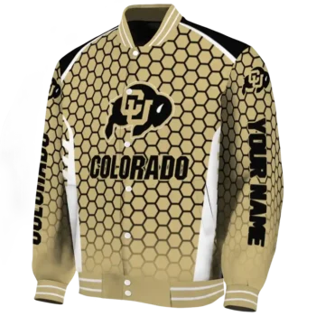personalized colorado buffaloes hexagon grid gold varsity jacket best selling.webp