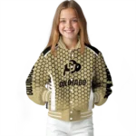 personalized colorado buffaloes hexagon grid gold varsity jacket best selling.webp