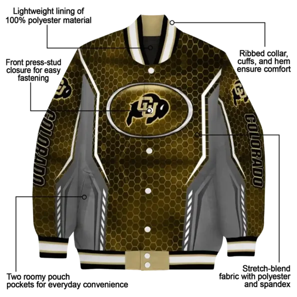 personalized colorado buffaloes power plate gold varsity jacket new arrival.webp