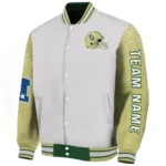 personalized colorado state rams speckled arms green gray varsity jacket best selling.webp