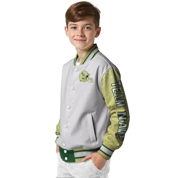 personalized colorado state rams speckled arms green gray varsity jacket trendy.webp