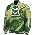 personalized colorado state rams star burst green varsity jacket best selling.webp