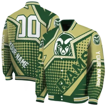 personalized colorado state rams star burst green varsity jacket fashion forward.webp