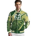 personalized colorado state rams star burst green varsity jacket best selling.webp
