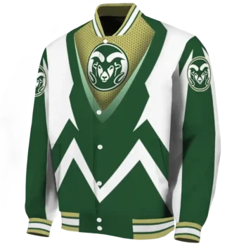 personalized colorado state rams v stripes green white varsity jacket best selling.webp