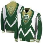 personalized colorado state rams v stripes green white varsity jacket best selling.webp