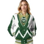 personalized colorado state rams v stripes green white varsity jacket best selling.webp