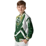 personalized colorado state rams v stripes green white varsity jacket best selling.webp