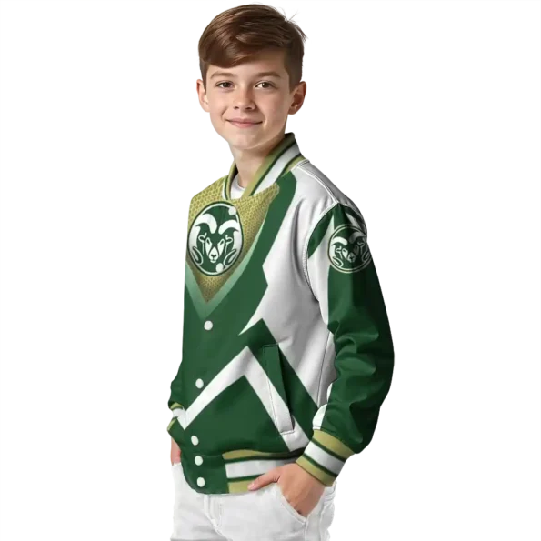 personalized colorado state rams v stripes green white varsity jacket trendy.webp
