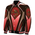personalized cornell big red mesh chest brown black varsity jacket best selling.webp