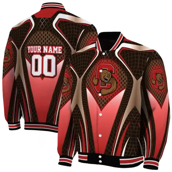 personalized cornell big red mesh chest brown black varsity jacket fashion forward.webp