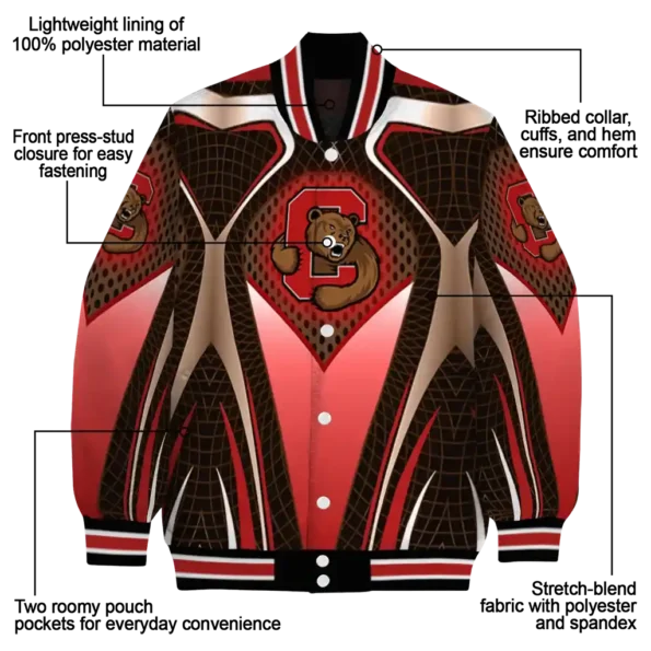personalized cornell big red mesh chest brown black varsity jacket new arrival.webp