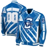 personalized creighton bluejays chevron angles blue varsity jacket best selling.webp