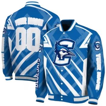 personalized creighton bluejays chevron angles blue varsity jacket fashion forward.webp