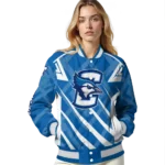 personalized creighton bluejays chevron angles blue varsity jacket best selling.webp