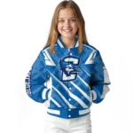 personalized creighton bluejays chevron angles blue varsity jacket best selling.webp