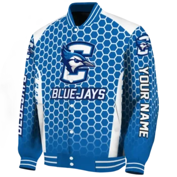 personalized creighton bluejays hexagon grid blue varsity jacket best selling.webp