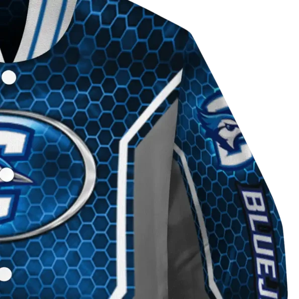 personalized creighton bluejays power plate blue varsity jacket premium grade.webp