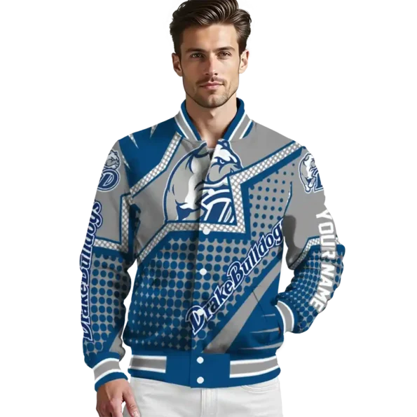 personalized drake bulldogs star burst blue varsity jacket high quality.webp