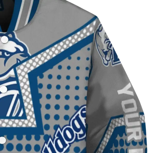 personalized drake bulldogs star burst blue varsity jacket premium grade.webp