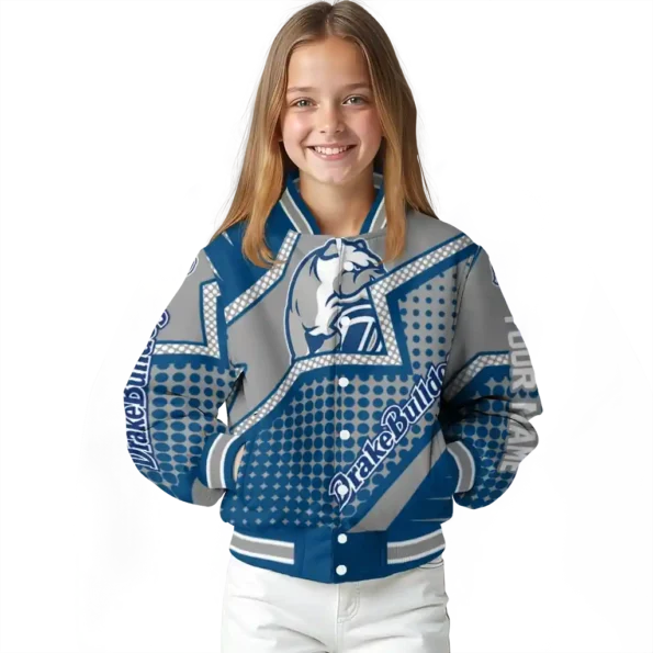 personalized drake bulldogs star burst blue varsity jacket top rated.webp