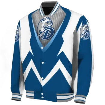 personalized drake bulldogs v stripes blue white varsity jacket best selling.webp
