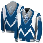 personalized drake bulldogs v stripes blue white varsity jacket best selling.webp
