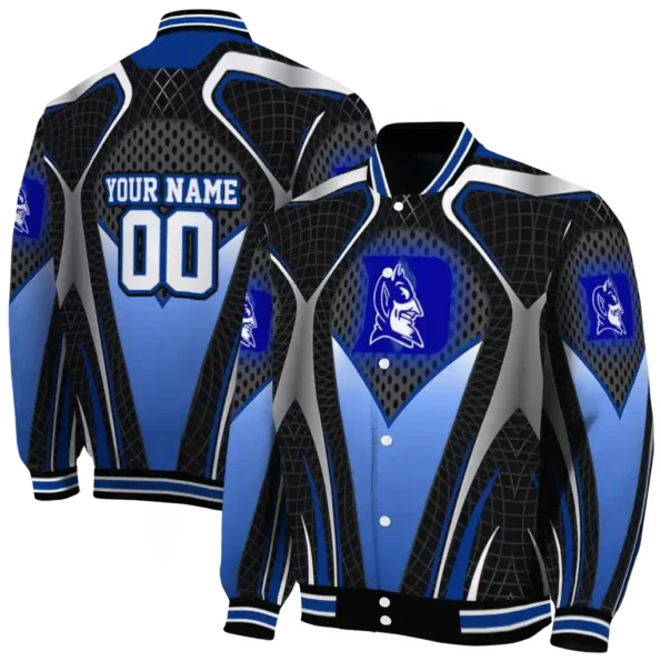personalized duke blue devils mesh chest white black varsity jacket fashion forward.webp