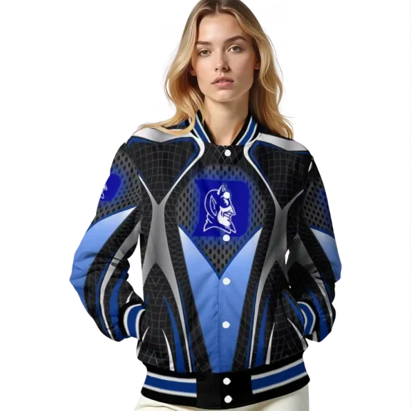 personalized duke blue devils mesh chest white black varsity jacket latest model.webp