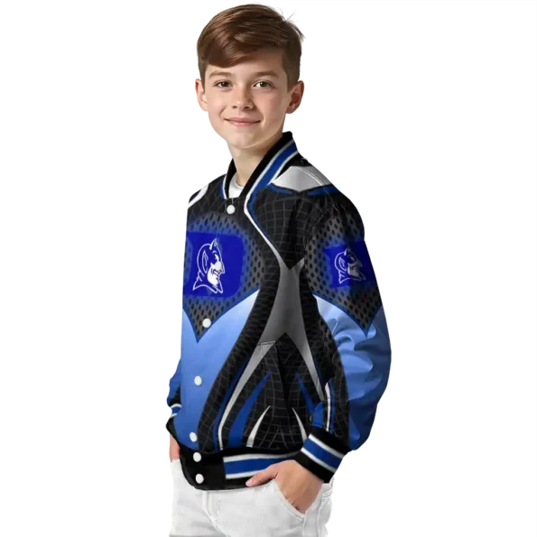 personalized duke blue devils mesh chest white black varsity jacket trendy.webp