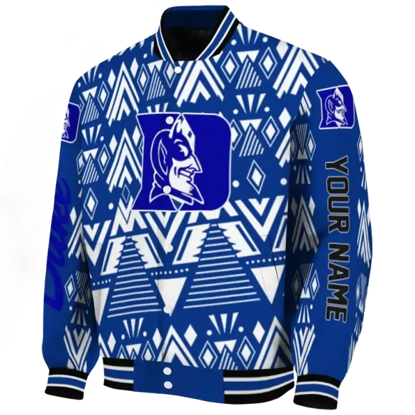 personalized duke blue devils pyramid shapes blue varsity jacket best selling.webp