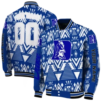 personalized duke blue devils pyramid shapes blue varsity jacket fashion forward.webp
