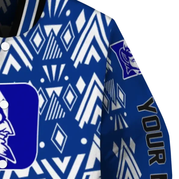 personalized duke blue devils pyramid shapes blue varsity jacket premium grade.webp