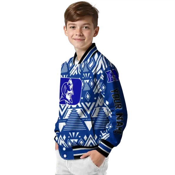 personalized duke blue devils pyramid shapes blue varsity jacket trendy.webp