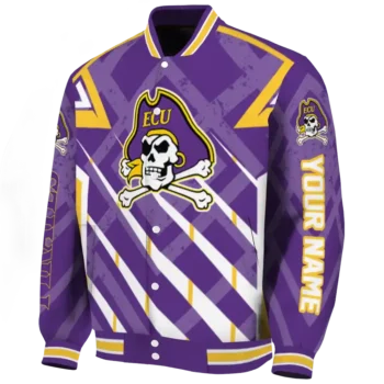 personalized east carolina pirates chevron angles purple varsity jacket best selling.webp