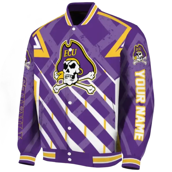 personalized east carolina pirates chevron angles purple varsity jacket best selling.webp