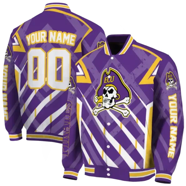 personalized east carolina pirates chevron angles purple varsity jacket fashion forward.webp