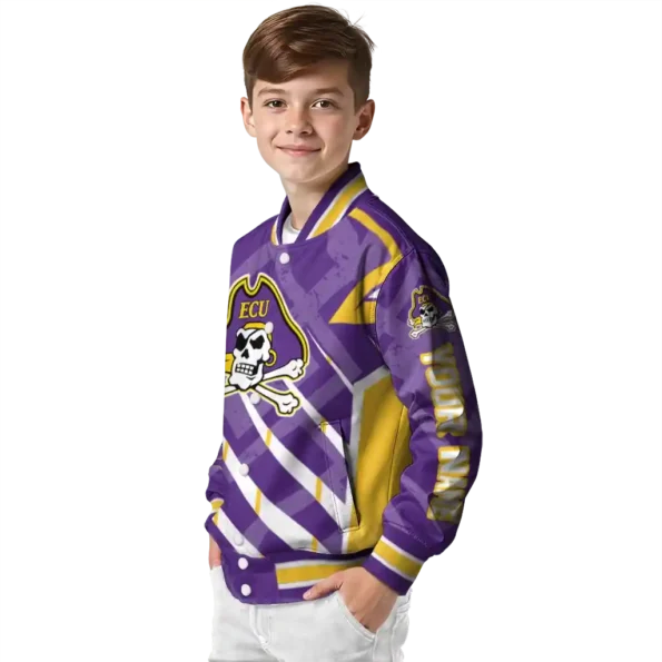personalized east carolina pirates chevron angles purple varsity jacket trendy.webp