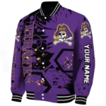 personalized east carolina pirates hexagon cluster purple black varsity jacket best selling.webp