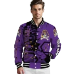 personalized east carolina pirates hexagon cluster purple black varsity jacket best selling.webp